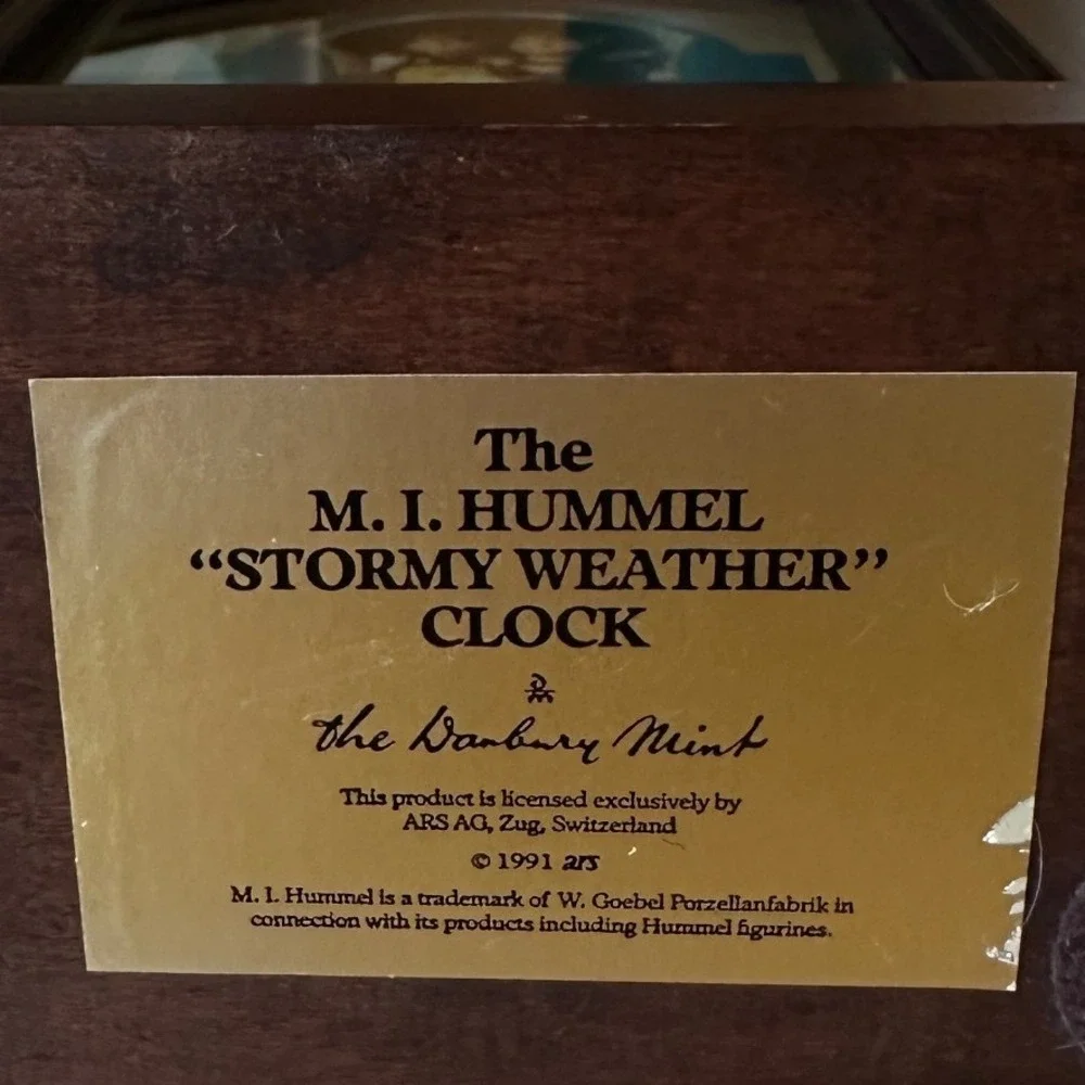 Vintage Danbury Mint Stormy Weather Mantel Clock Hummel Goebel 1991 Grandmacore